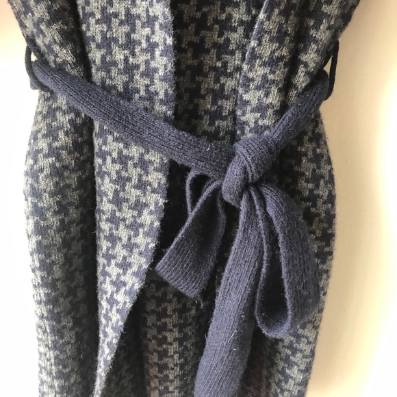 Chiara Mente Houndstooth Belted Wool Sweater Sz M - Picture 5 of 9